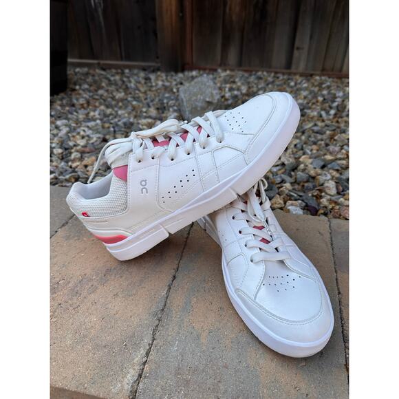 On Running Shoes - On Cloud The Roger Clubhouse White Rosewood Pink Shoes Sneakers Size 10